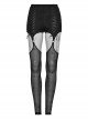 Sexy Black Suspender Stretch Mesh Front Delicate String Gothic Leggings