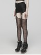 Sexy Black Suspender Stretch Mesh Front Delicate String Gothic Leggings