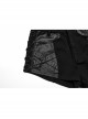 Simple Black Stretch Denim Patchwork Woven Taped Front Panel With Cross Eyelet Decoration Punk Style Shorts
