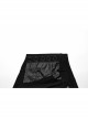 Simple Black Stretch Denim Patchwork Woven Taped Front Panel With Cross Eyelet Decoration Punk Style Shorts