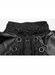 Black Stretch Snake Print Taped Patchwork Mesh Cut Out Metal Rings On The Front Punk Style Sleeveless Dress
