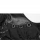 Black Stretch Snake Print Taped Patchwork Mesh Cut Out Metal Rings On The Front Punk Style Sleeveless Dress