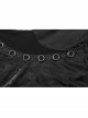 Black Stretch Snake Print Taped Patchwork Mesh Cut Out Metal Rings On The Front Punk Style Sleeveless Dress