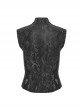 Black Elastic Snake Print Taped Patchwork Mesh With Front Hollow Metal Ring Decoration Punk Vest