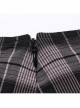 Sexy Black And Pink Plaid Spliced Taped Mesh Front And Back Metal Ring Link Leather Tabs Decorated Punk Style Mini Pleated Skirt