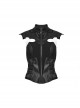 Black Stretch Knitted Stitching And Taped Exaggerated Hollow Bat Wings Punk Style Handsome Sleeveless Vest