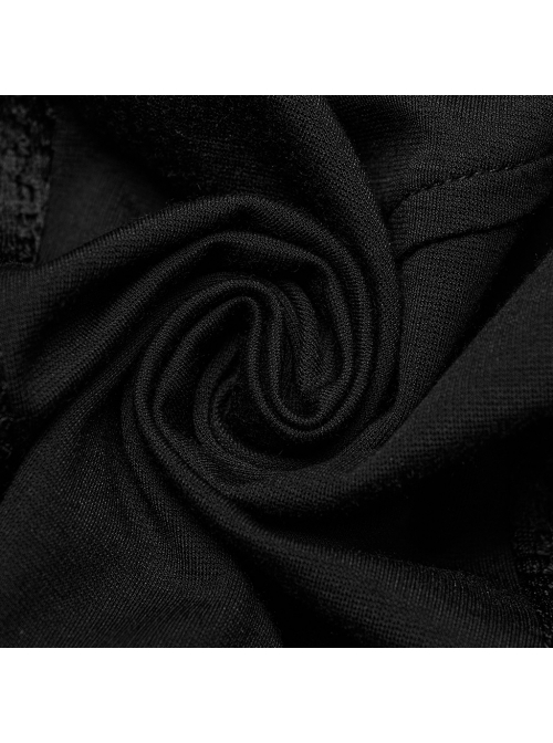 Black Stretch Knitted Stitching And Taped Exaggerated Hollow Bat Wings Punk Style Handsome Sleeveless Vest