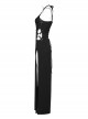 Sexy Slit Black Stretch Knitted Waist Hollow Punk Style Suspender Dress