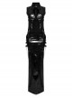 Sexy Slit Black Stretch Pu Leather With Wild Zipper Decoration In The Back Punk Style Sleeveless Dress