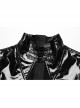 Sexy Slit Black Stretch Pu Leather With Wild Zipper Decoration In The Back Punk Style Sleeveless Dress