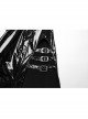 Sexy Slit Black Stretch Pu Leather With Wild Zipper Decoration In The Back Punk Style Sleeveless Dress