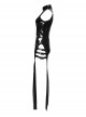 Sexy Slit Black Stretch Pu Leather With Wild Zipper Decoration In The Back Punk Style Sleeveless Dress