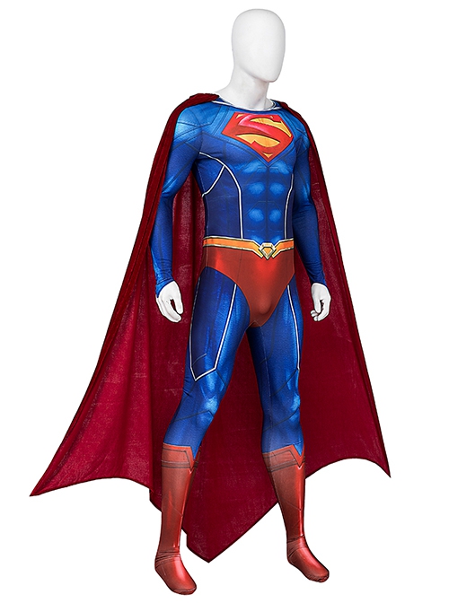 Game Suicide Squad Kill the Justice League Superman Halloween Cosplay Costume Bodysuit Full Set