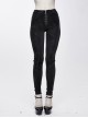 Black Dark Pattern Splicing Leather Armor Lace-Up Pockets Punk Stretchy Pants