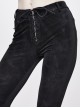 Black Dark Pattern Splicing Leather Armor Lace-Up Pockets Punk Stretchy Pants