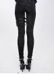 Black Dark Pattern Splicing Leather Armor Lace-Up Pockets Punk Stretchy Pants