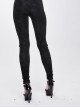 Black Dark Pattern Splicing Leather Armor Lace-Up Pockets Punk Stretchy Pants