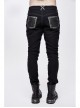 Twill Gray Contrast Color Hand Rubbing Leather Hasp Rivet Cross Black Punk Pants