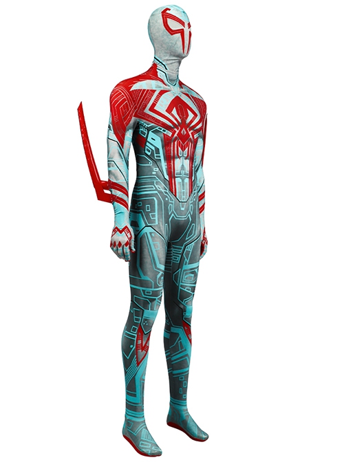 Spiderman 2099 Pattern Halloween Cosplay Costume Bodysuit Full Set