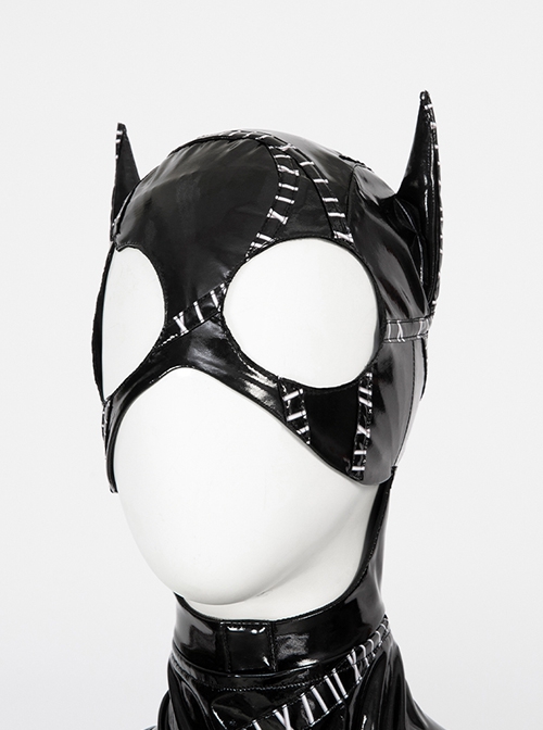 Batman Returns 1992 Catwoman Selina Kyle Halloween Cosplay Costume Accessories Black Headgear And Gloves