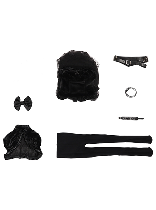 Movie Lisa Frankenstein Halloween Cosplay Costume Black Dress Set Without Shoes