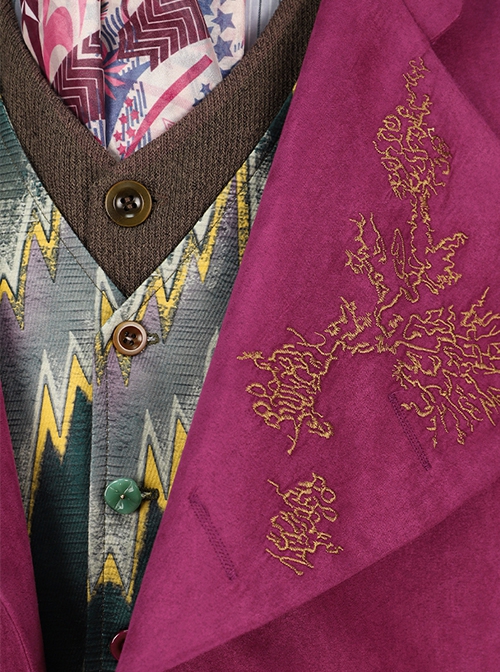 Movie Wonka Willy Wonka Halloween Cosplay Costume Green Wool Long Sleeve Cardigan Sweater