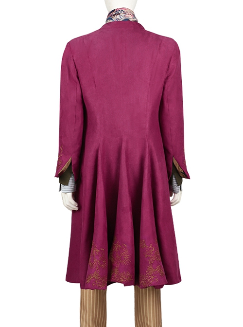 Movie Wonka Willy Wonka Halloween Cosplay Costume Pink Heavy Embroidery Coat