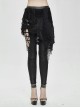 Fake Two Pieces Ripped Lace Skirts Leather Hasp Black Punk Leggings Pants