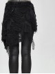 Fake Two Pieces Ripped Lace Skirts Leather Hasp Black Punk Leggings Pants