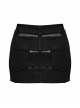 Personalized Black Stretch Twill Spliced Perforated Diamond Mesh Punk Style Zipper Denim Skirt