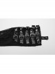Handsome Black PU Leather Stitching Muscular Knitted Front Chinese And Japanese Button Decoration Punk Style Asymmetrical Leg Warmers