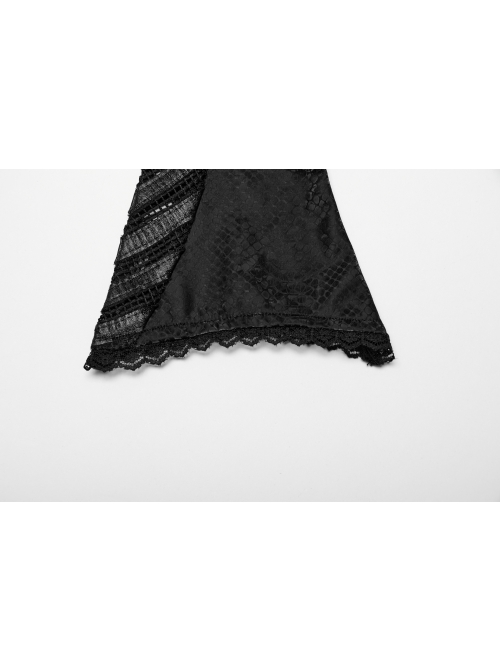 Personalized Black Pu Leather Spliced With Elastic Snake Pattern Embossed Detachable Buckle Punk Style Handsome Gloves
