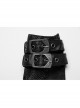 Personalized Black Pu Leather Spliced With Elastic Snake Pattern Embossed Detachable Buckle Punk Style Handsome Gloves