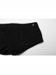 Personalized Black Stretch Twill Hollow Side Metal Ring Embellished Punk Style Patchwork Shorts