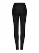 Black Stretchy Pleated Side Studded Stylish Punk Style Tight Knit Pants