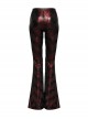 Gorgeous Black And Red Cracked Knit Trousers With Leg Laces And Punk Style Flared Trousers