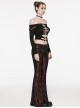 Gorgeous Black And Red Cracked Knit Trousers With Leg Laces And Punk Style Flared Trousers