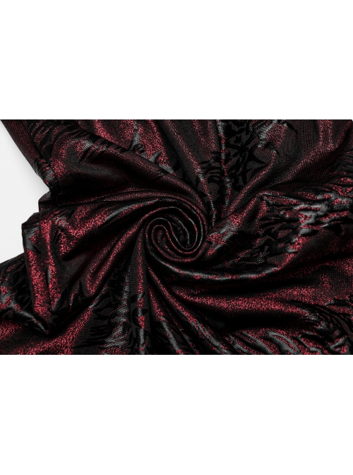 Gorgeous Black And Red Cracked Knit Trousers With Leg Laces And Punk Style Flared Trousers