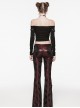 Sexy Black One Line Collar Stretch Hollow Knitted Metal Hoop Punk Style Open T-Shirt