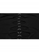 Sexy Black One Line Collar Stretch Hollow Knitted Metal Hoop Punk Style Open T-Shirt