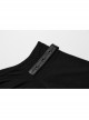 Sexy Black One Line Collar Stretch Hollow Knitted Metal Hoop Punk Style Open T-Shirt