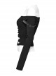 Sexy Black One Line Collar Stretch Hollow Knitted Metal Hoop Punk Style Open T-Shirt