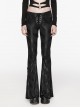 Black Stretch Cracked Knit Side Tie Embellished Punk Style Daily Low Rise Flared Pants