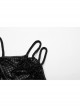 Sexy Black Stretch Mesh Patchwork Taped Side Drawstring Decorative Gothic Style Asymmetric Suspender Dress