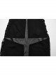 Black Stretch Knit Paneled Cross Taped Pattern Side Metal Eyelet Lace Up Punk Style Slit Skirt