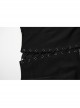 Black Stretch Knit Paneled Cross Taped Pattern Side Metal Eyelet Lace Up Punk Style Slit Skirt
