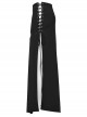 Black Stretch Knit Paneled Cross Taped Pattern Side Metal Eyelet Lace Up Punk Style Slit Skirt