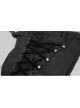 Side Buttons Side Flocking Lace-Up Rivet Black Twill Gothic Pants