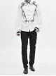 Side Buttons Side Flocking Lace-Up Rivet Black Twill Gothic Pants