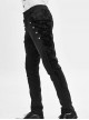 Side Buttons Side Flocking Lace-Up Rivet Black Twill Gothic Pants